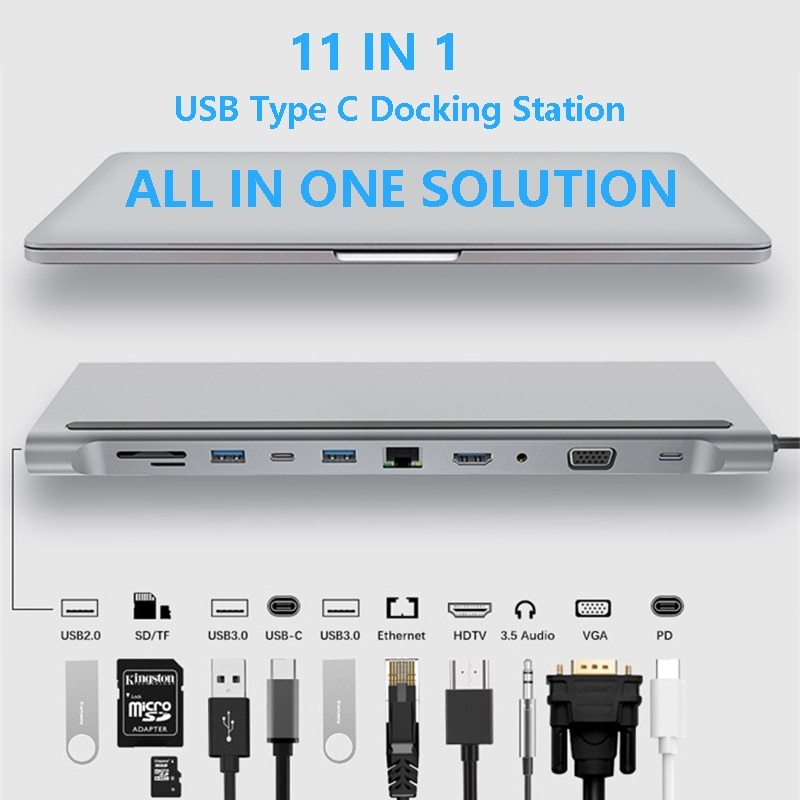USB-C Laptop Expansion Dock – 6-in-1 Hub for MacBook, PC & More