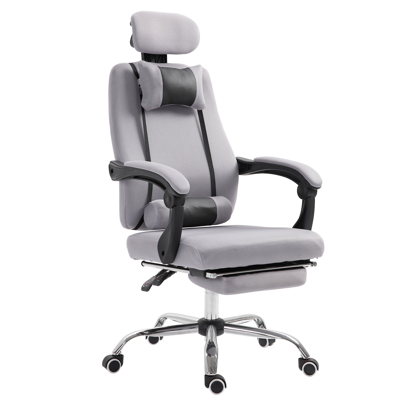 Ergonomic Executive High Back Office Chair with Footrest – Lumbar Support, Adjustable Height – Light Grey - Depot 365
