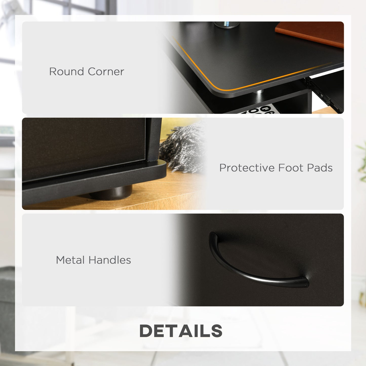 Multi-Function Computer Desk with Keyboard Tray, CPU Stand & Storage Drawers – Black - Depot 365