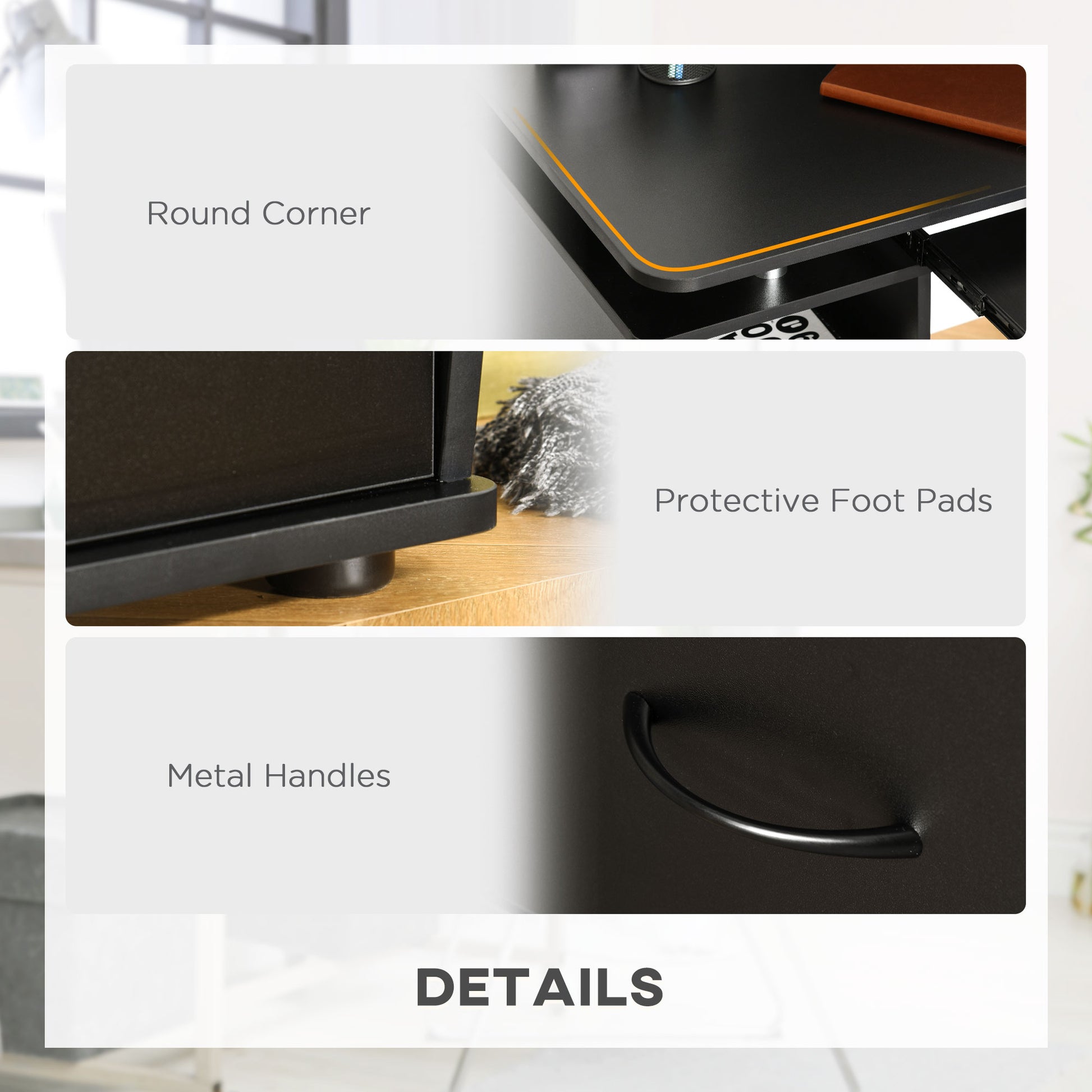 Multi-Function Computer Desk with Keyboard Tray, CPU Stand & Storage Drawers – Black - Depot 365