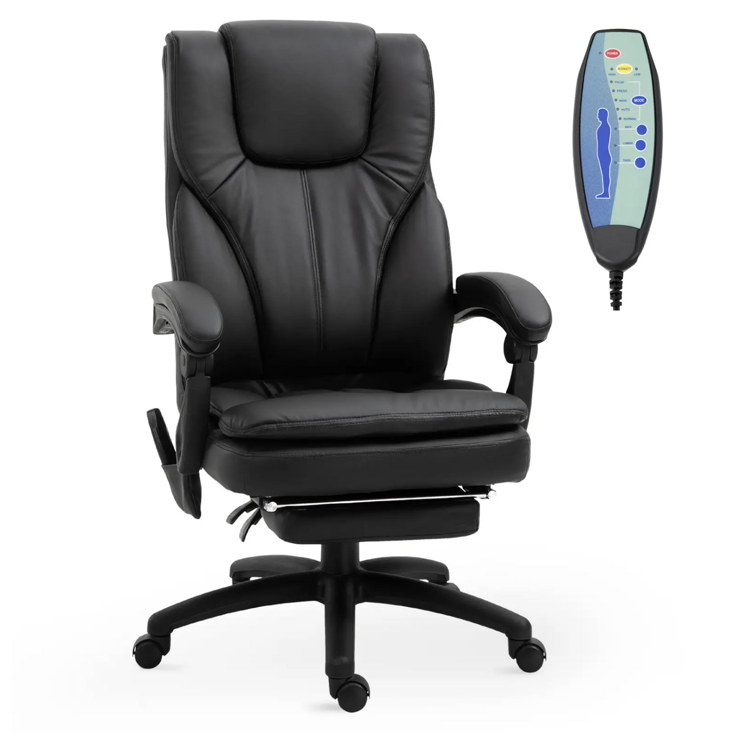 Ergonomic Recliner with Remote & 6-Point Vibration – Black - Depot 365