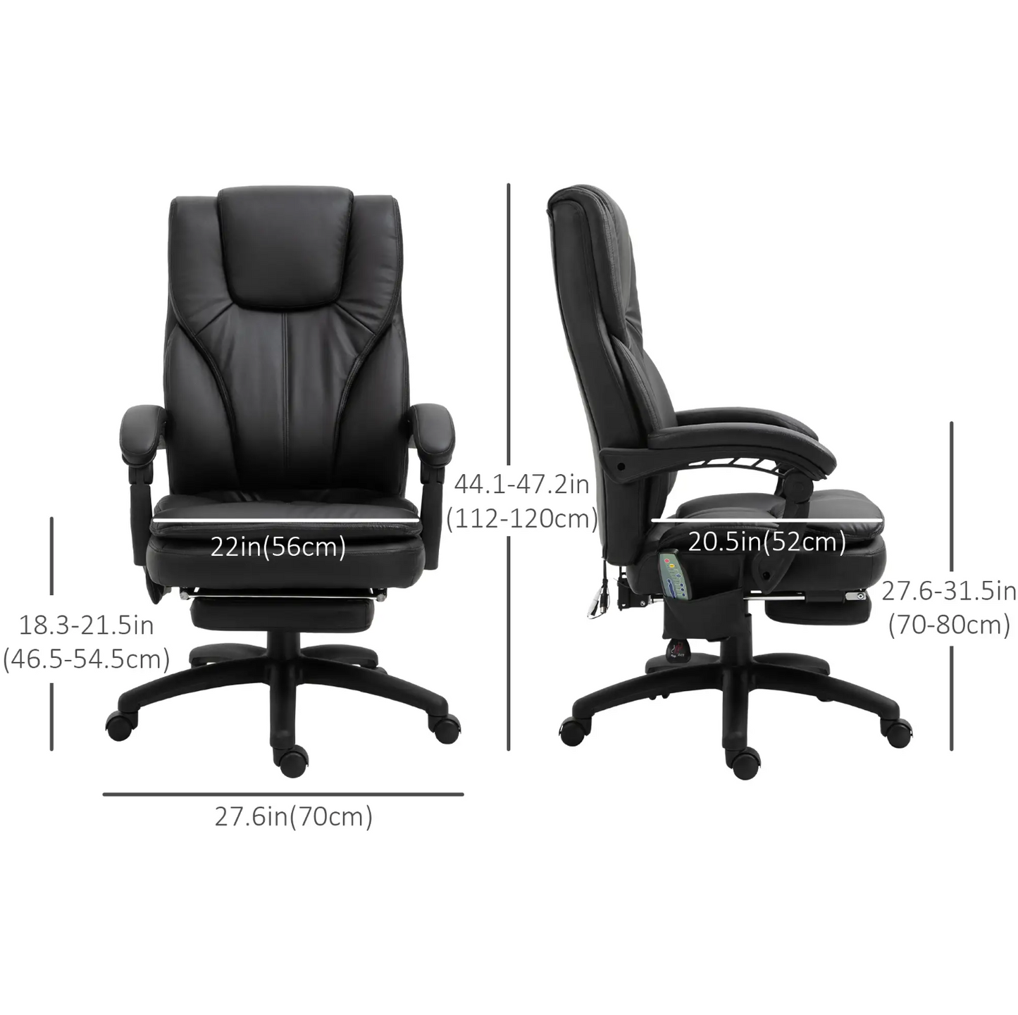 Ergonomic Recliner with Remote & 6-Point Vibration – Black - Depot 365