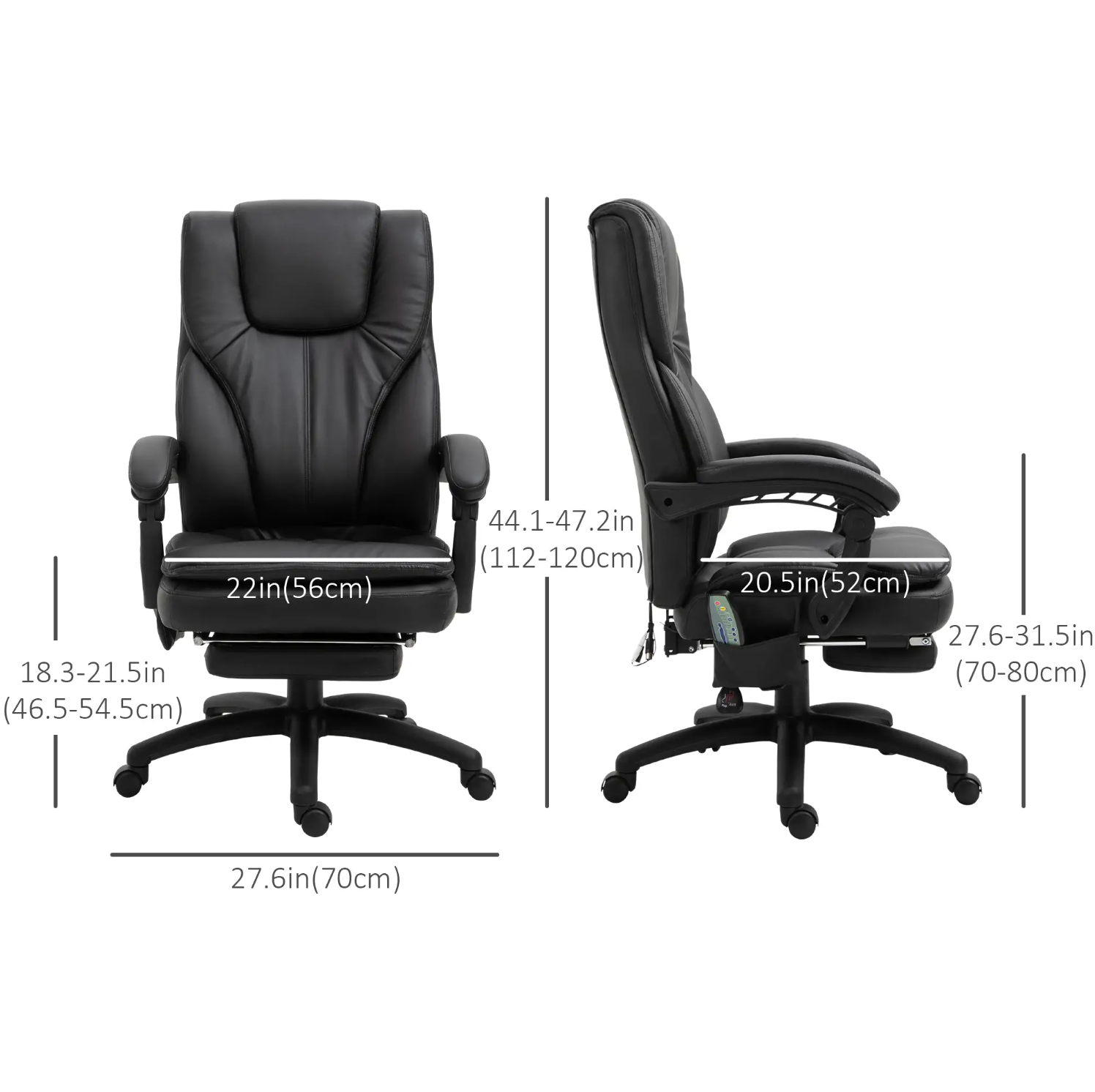 Ergonomic Recliner with Remote & 6-Point Vibration – Black - Depot 365