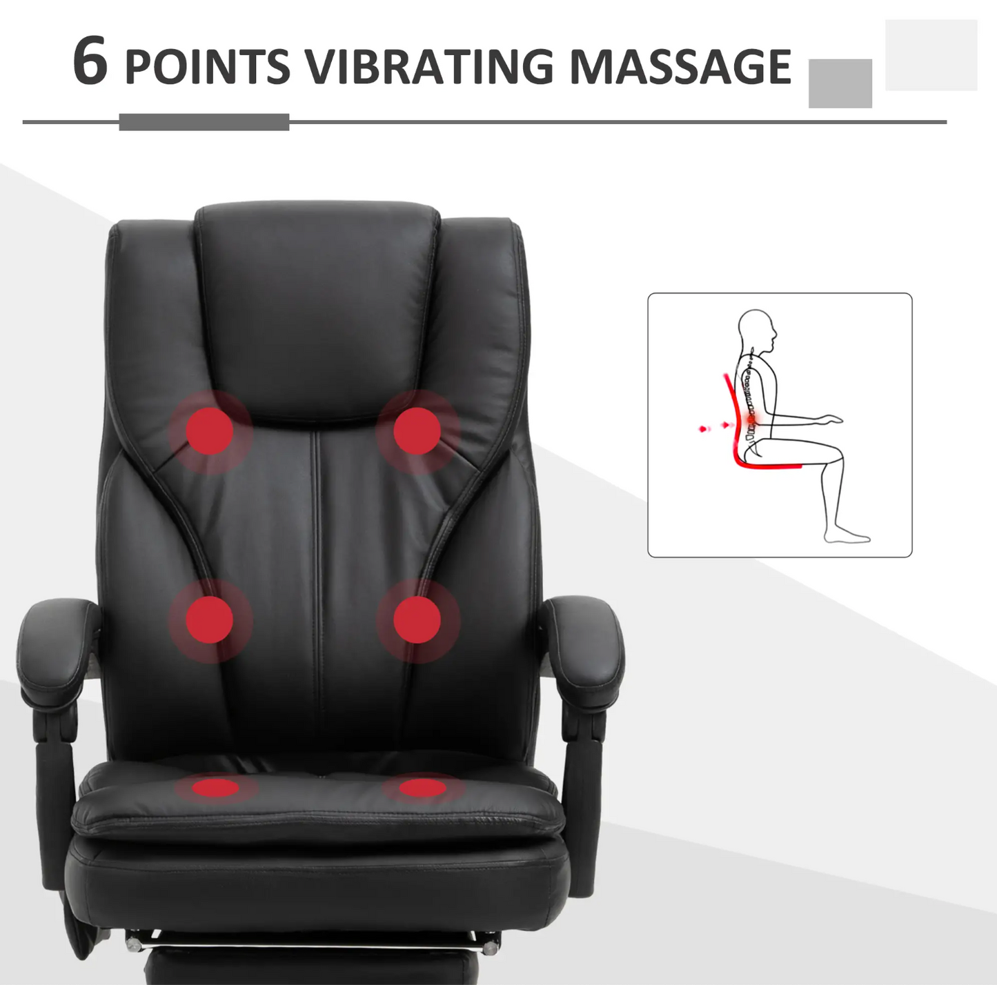 Ergonomic Recliner with Remote & 6-Point Vibration – Black - Depot 365