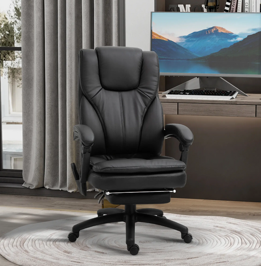 Ergonomic Recliner with Remote & 6-Point Vibration – Black - Depot 365