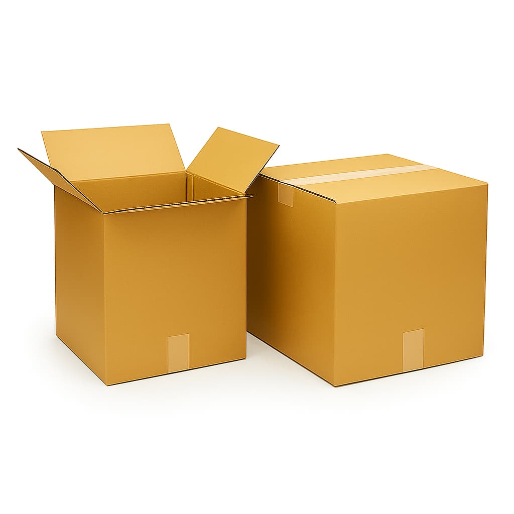 Adjustable height 16x16x16″ corrugated shipping box ECT-32, trim to fit