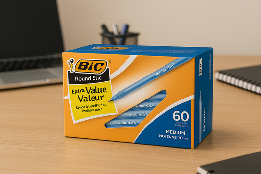 BIC Round Stic Blue Ballpoint Pens – 1.0mm Medium Point – Pack of 60 - Depot 365