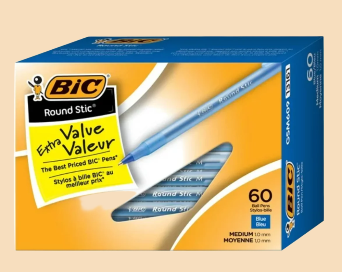 BIC Round Stic Blue Ballpoint Pens – 1.0mm Medium Point – Pack of 60 - Depot 365