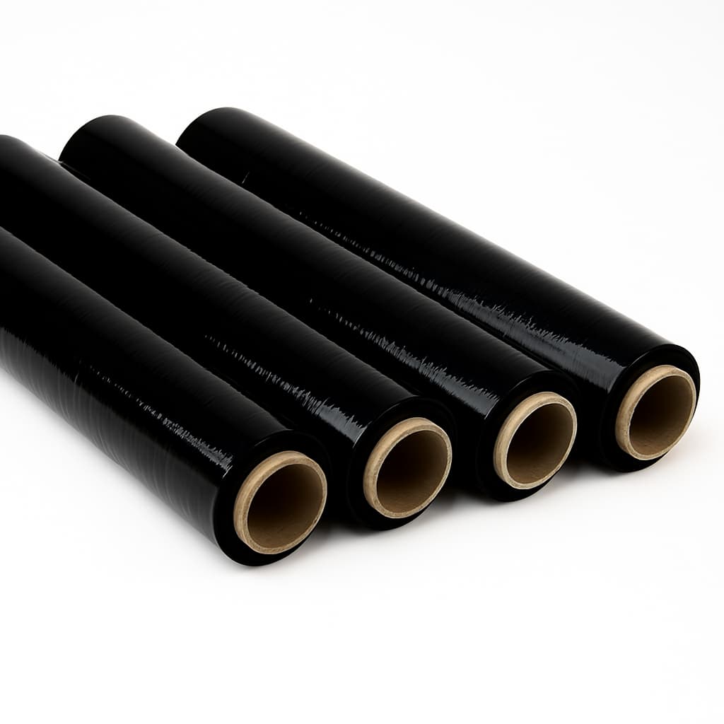 Black blown pallet wrap 80 gauge 15 x 1500 hand stretch film