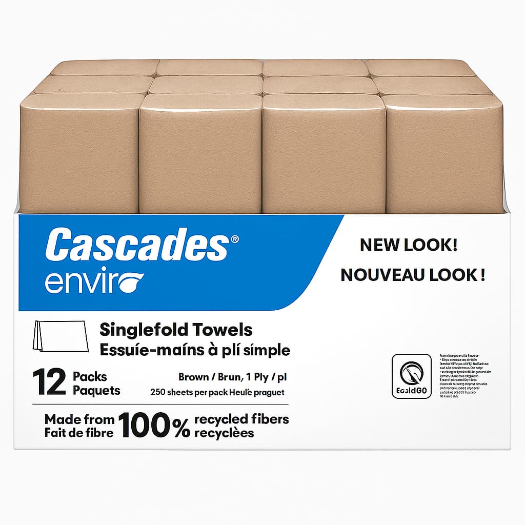 Cascades Single Fold Paper Towel – 12 Pack, eco-friendly recycled paper towels for commercial and home use
