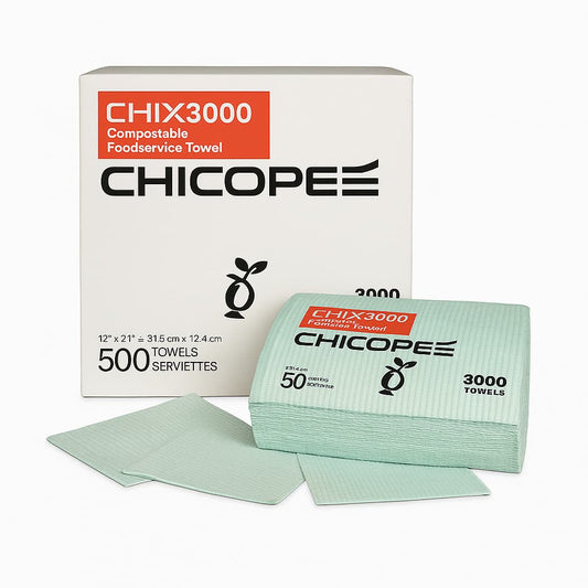 CHIX® 3000 Compostable Foodservice Towels – 12" x 21" - Pack of 500