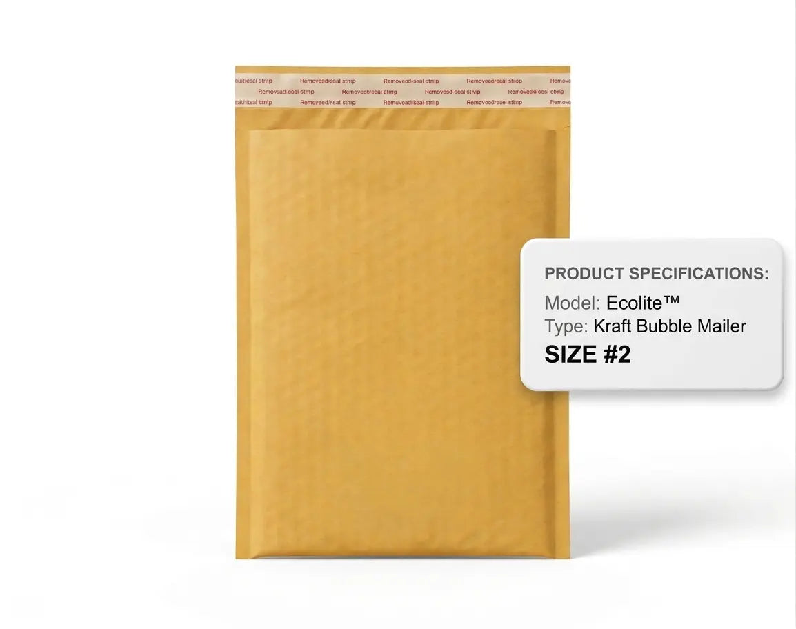 Ecolite #2 golden kraft bubble mailer 8.5 x 12 inch self seal padded envelope
