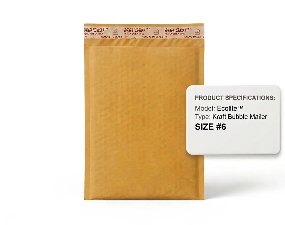 Ecolite size 6 golden kraft bubble mailer 12.5 x 19 inch self seal padded envelope