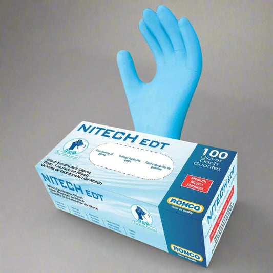 NITECH® EDT Blue Synthetic Gloves – 5mil – Powder-Free – Medical Grade – Large – Box of 100 - Depot 365