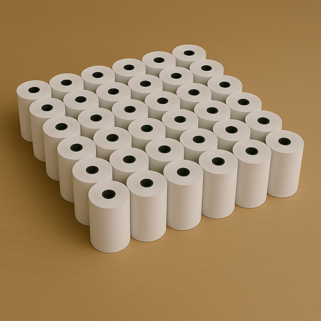 Boîte de 50 rouleaux de papier thermique 3 1/8 x 225 pouces pour imprimantes de reçus