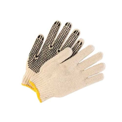 Beige Cotton Gloves with Plastic Dots – Medium | Reusable Work Gloves - Depot 365