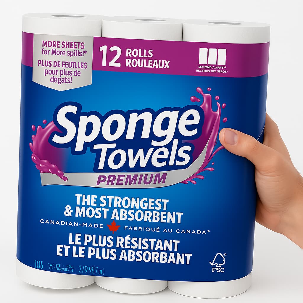SpongeTowels Premium paper towels – 12 rolls, 106 sheets each
