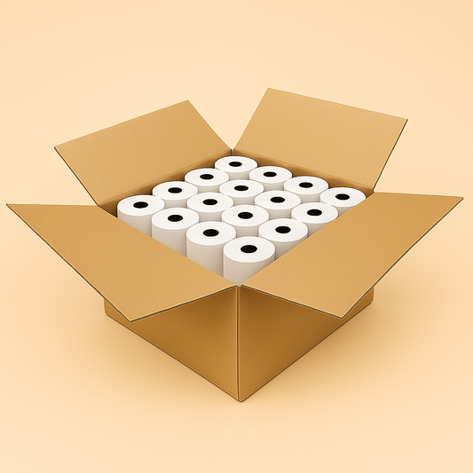 Box of 50 thermal paper rolls 3 1/8 x 225 for POS systems and receipt printers