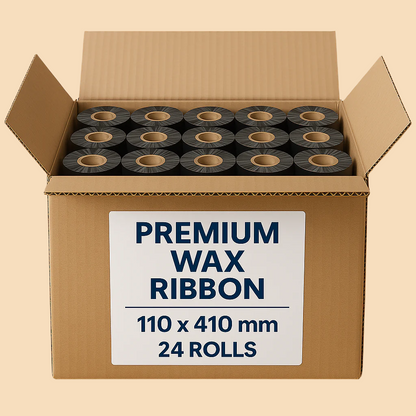 Premium Resin-Enhanced Wax Thermal Ribbon – 4.33" x 1345' (110mm x 410m), Black - 24rolls/case - Depot 365 