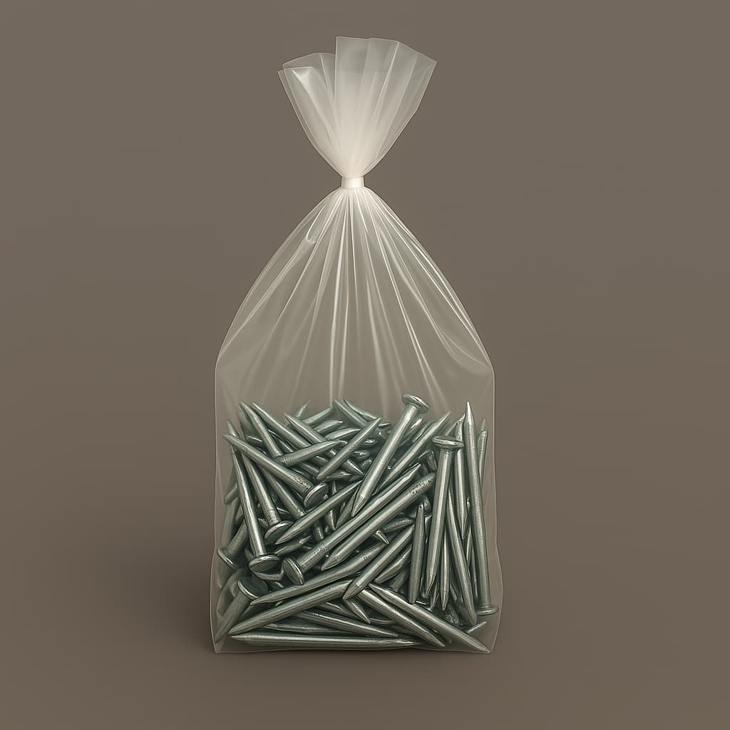 Transparent 3 lb poly bag measuring 5 x 2 x 11 inches, ideal for food packaging, dry goods, or retail use.
