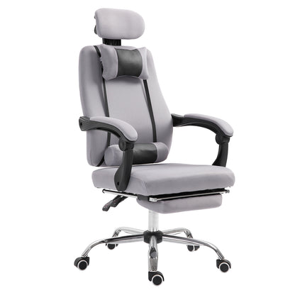 Ergonomic Executive High Back Office Chair with Footrest – Lumbar Support, Adjustable Height – Light Grey