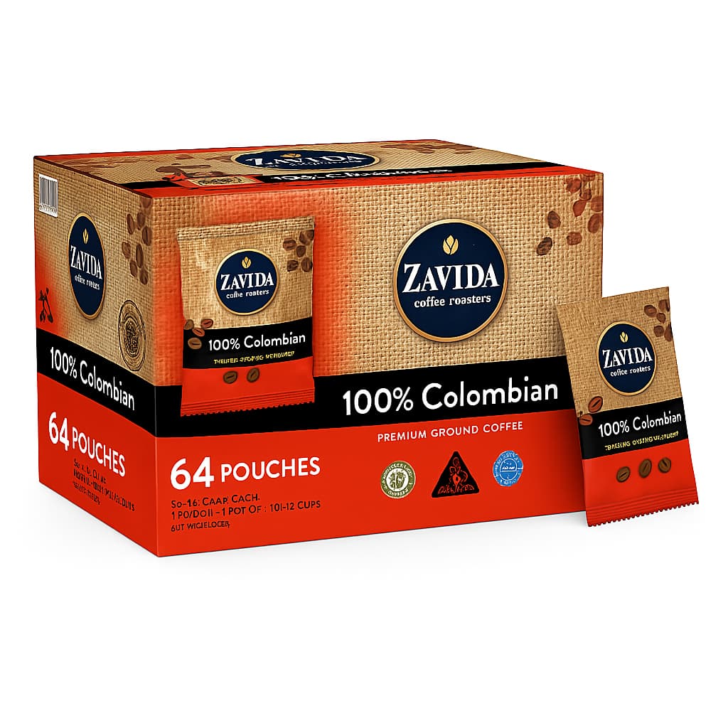 100% Colombian ground coffee – 64 × 2 oz portion packs – medium roast for office brewing