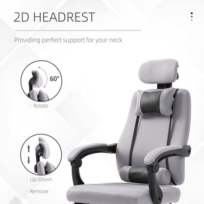 Ergonomic Executive High Back Office Chair with Footrest – Lumbar Support, Adjustable Height – Light Grey