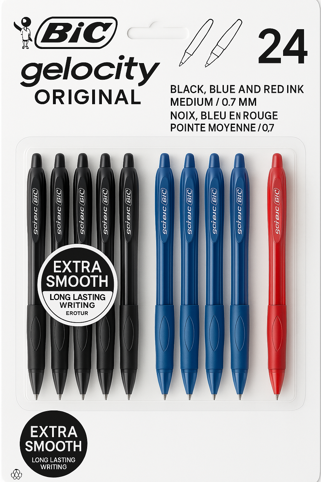 Paquet de 24 stylos gel encre noire et bleue pour bureau à Montréal