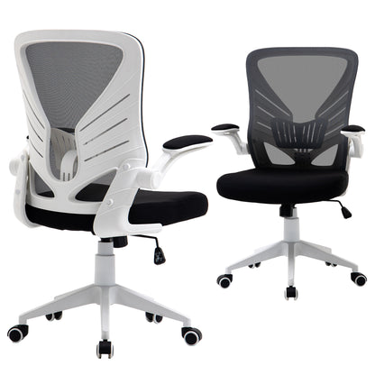 Mesh Office Chair – Ergonomic Swivel Task Chair with Lumbar Support & Flip-Up Arms – Grey & Black