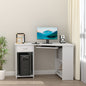 L-Shaped Corner Computer Desk with 2 Storage Shelves, Keyboard Tray, Drawer & CPU Stand – White
