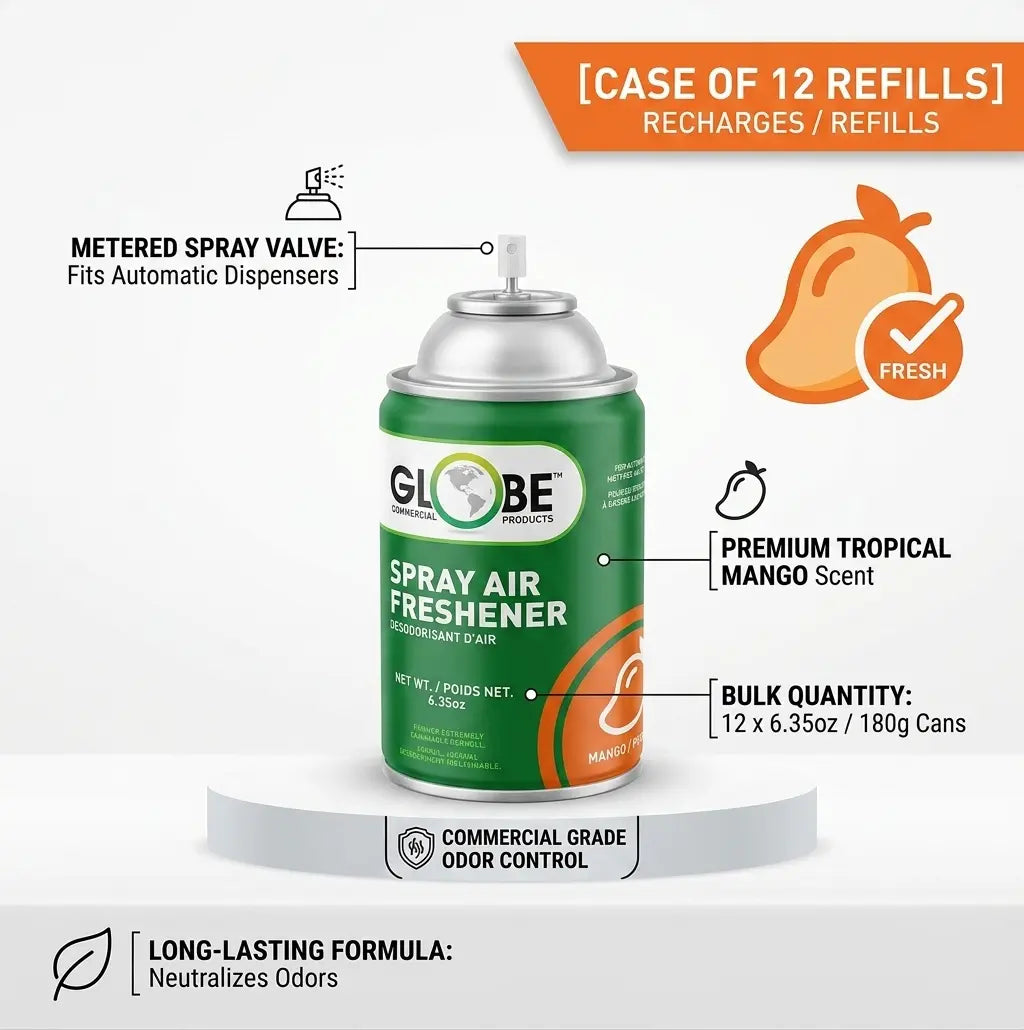 Air-Pro metered aerosol air freshener refill in tropical mango scent - case of 12 cans