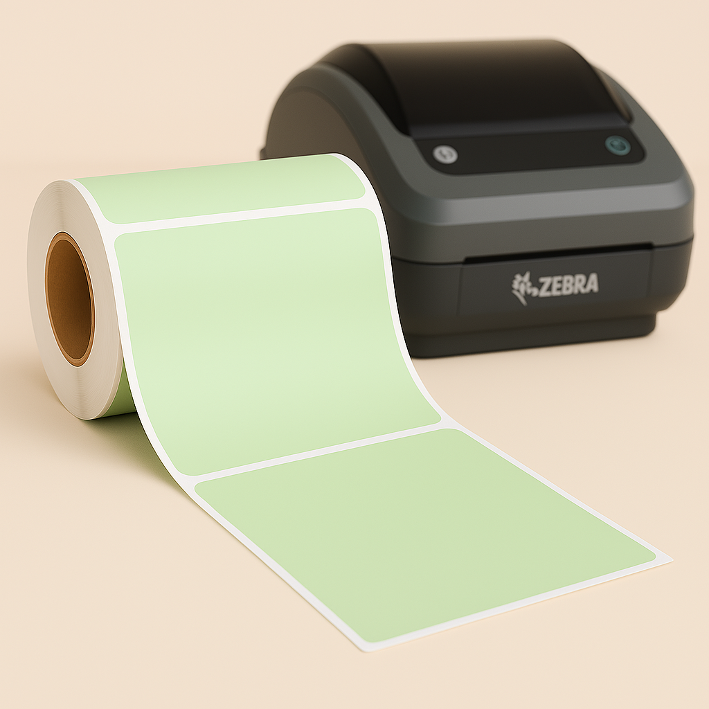 Colored Direct Thermal Labels – 4" x 4" - 1" Core | Desktop Printer Compatible