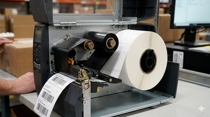 Rouleau de 1000 étiquettes de transfert thermique blanches 4x6 avec mandrin industriel de 3 pouces. Étiquettes durables pour imprimantes Zebra ZT. Disponible chez Depot365 Montréal.