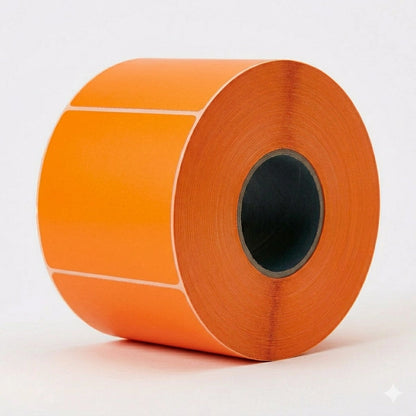 Rouleau industriel de 1000 étiquettes de transfert thermique oranges 4x6 avec mandrin de 3 pouces. Idéal pour la signalisation des commandes urgentes et prioritaires. Compatible avec Zebra ZT. Disponible chez Depot365 Montréal et Laval.