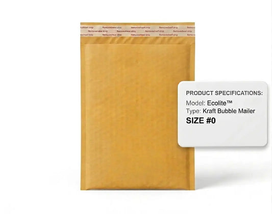 Ecolite size 0 golden kraft bubble mailer 6.5 x 10 inch self seal padded envelope