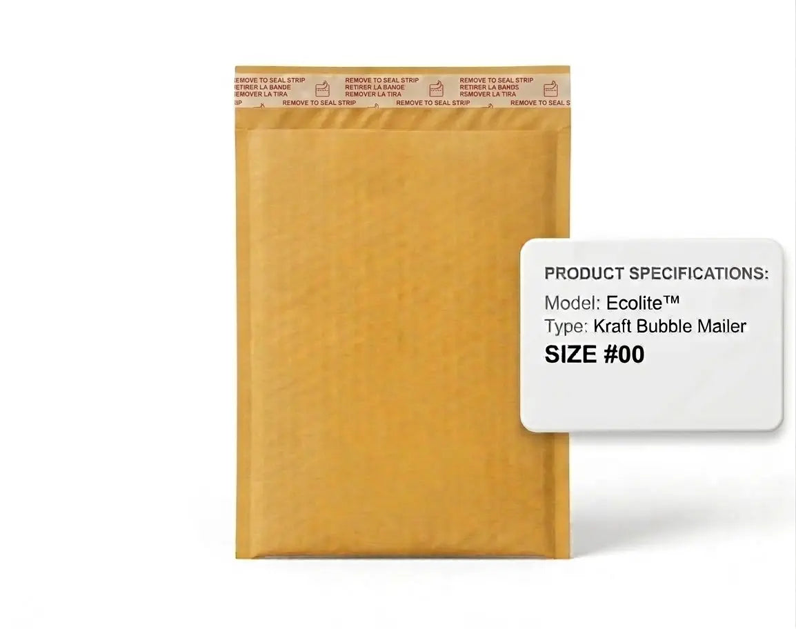 Ecolite size 00 golden kraft bubble mailer 5 x 10 inch self seal padded envelope