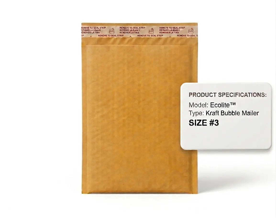 Ecolite size 3 golden kraft bubble mailer 8.5 x 14.5 inch self seal padded envelope