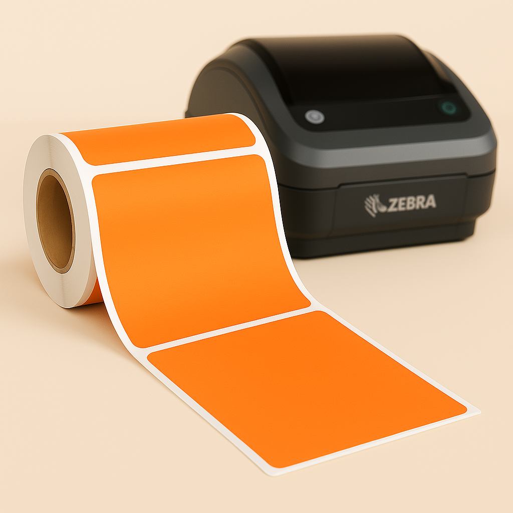 Colored Direct Thermal Labels – 4" x 4" - 1" Core | Desktop Printer Compatible