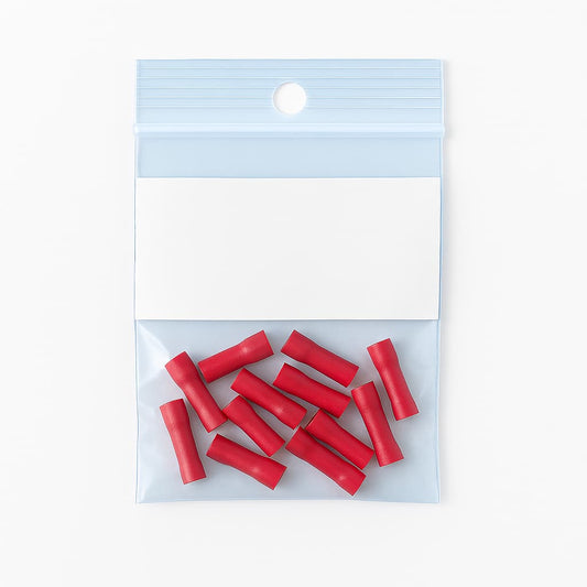 Reclosable poly bags with white block label and hanging hole 4 x 6 inches