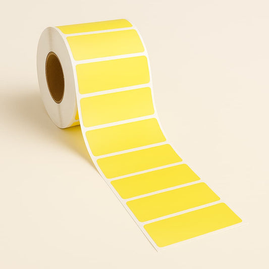 Yellow direct thermal labels 3x1 inch – 3 inch core – permanent adhesive – 1,300 labels per roll – Depot 365